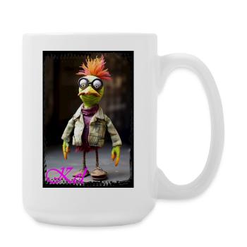 Marionnette oiseau avec lunettes et vêtements chics - Grande tasse 440 ml - blanc - Droite