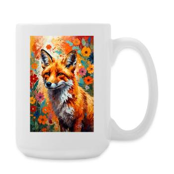 Fuchs Blumen abstrakt Fuchsliebhaber Geschenk  - Große Tasse 440 ml - Weiß - Rechts