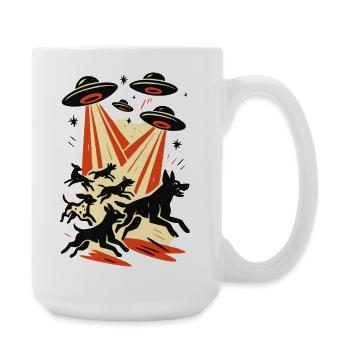 Extraterrestre OVNI OVNI Chiens Galactiques Faisceau Cadeau - Grande tasse 440 ml - blanc - Droite