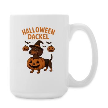 Halloween Dackel mit Kürbismotiv - Große Tasse 440 ml - Weiß - Rechts