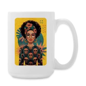 T-shirt portrait féminin fille africaine - Grande tasse 440 ml - blanc - Droite