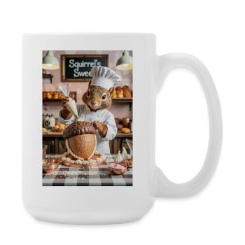 Humanoid Squirrel Chef with Chocolate Cake - Large Mug 440 ml - white - Right