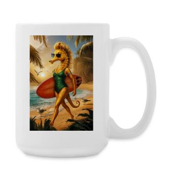 Surfer Humanoid Seahorse - Large Mug 440 ml - white - Right