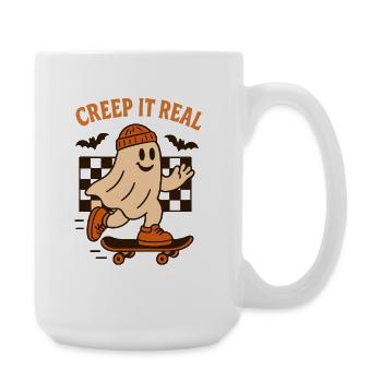 Skateboard fantôme d'Halloween - Grande tasse 440 ml - blanc - Droite