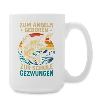Né pour pêcher, forcé de s’entraîner, pêcheur - Grande tasse 440 ml - blanc - Droite