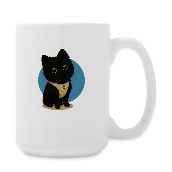 Niedlicher Hund in Schwarz mit Hundemarke - Große Tasse 440 ml - Weiß - Rechts