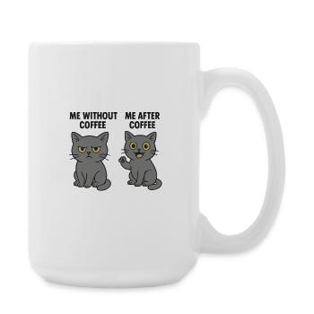 Cat memes: Grumpy without coffee - Large Mug 440 ml - white - Right