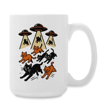 OVNI extraterrestre, chat OVNI, chat rayonnant, cadeau - Grande tasse 440 ml - blanc - Droite