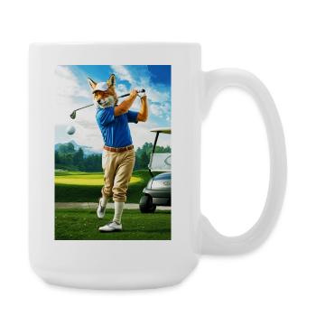Humanoid Coyote Golfer in Action - Large Mug 440 ml - white - Right