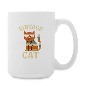 Vintage Katzen Illustration mit Retro Aesthetic - Große Tasse 440 ml - Weiß - Rechts