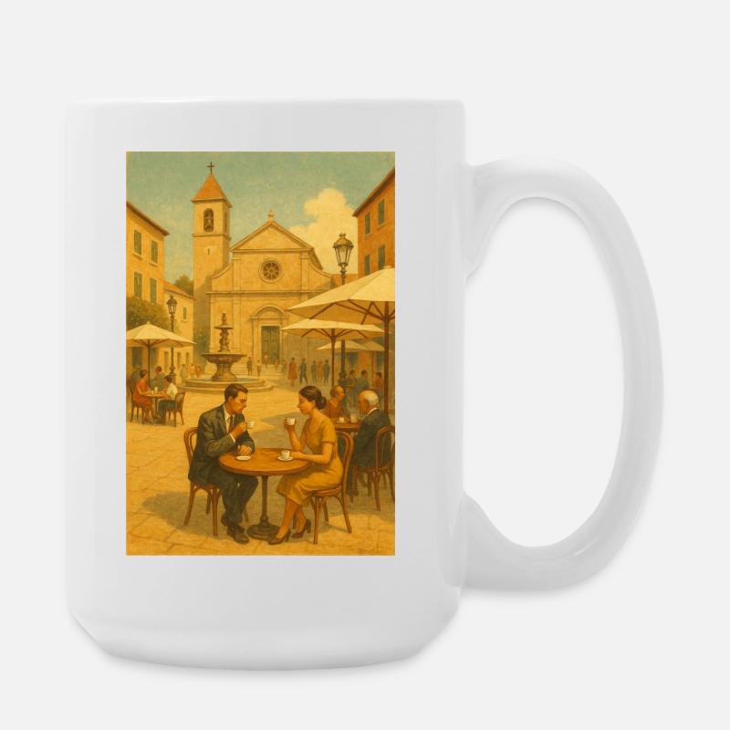 Coffee magic in squares - Large Mug 440 ml - white