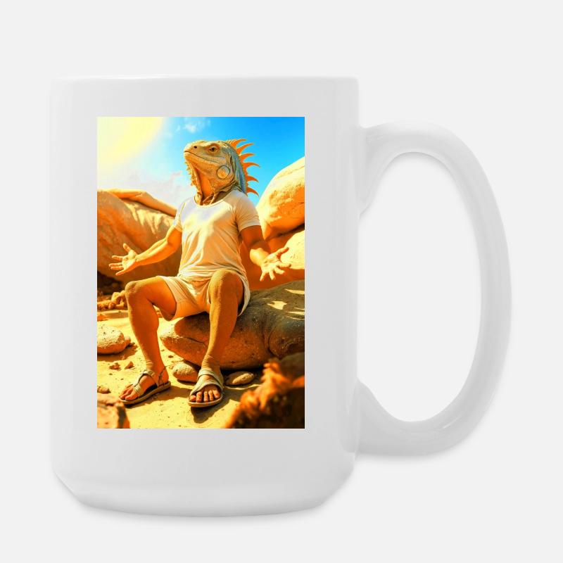 Humanoid Iguana in the Sun - Large Mug 440 ml - white