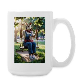 Humanoid Kangaroo on Swing - Large Mug 440 ml - white - Right