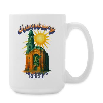 T-shirt Michel de Hambourg – Église Saint-Michel rétro - Grande tasse 440 ml - blanc - Droite