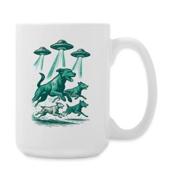 OVNIs extraterrestres Chiens OVNI rayonnants Cadeau vert rétro - Grande tasse 440 ml - blanc - Droite