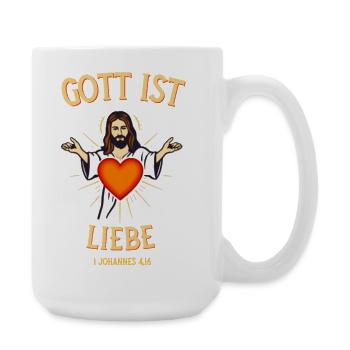 Jésus Cœur Amour Verset biblique Dieu est Amour - Grande tasse 440 ml - blanc - Droite