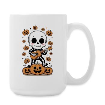Squelette de citrouille mignon avec guitare - Grande tasse 440 ml - blanc - Droite