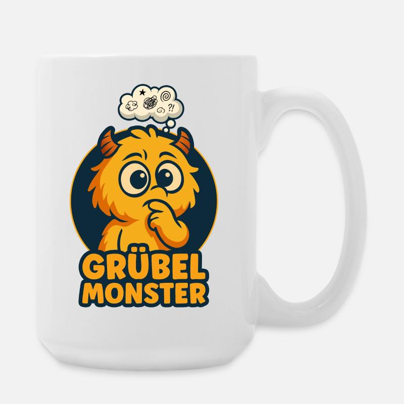 Brooding Monsters – Cute, Thoughtful & Funny - Large Mug 440 ml - white
