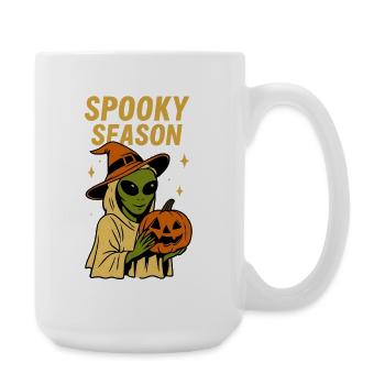 Alien Hexe Halloween Kürbis Gruselige Jahreszeit Design - Große Tasse 440 ml - Weiß - Rechts