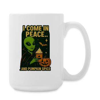 Alien Pumpkin Spice T-Shirt – Ich komme in Frieden... - Große Tasse 440 ml - Weiß - Rechts