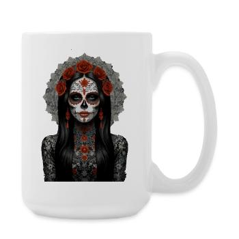 Day of the Dead Celebratory Skull Art - Large Mug 440 ml - white - Right