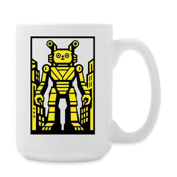 Cat Robot in Stadtlandschaft - Große Tasse 440 ml - Weiß - Rechts