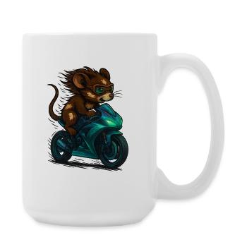 Moto souris - Grande tasse 440 ml - blanc - Droite