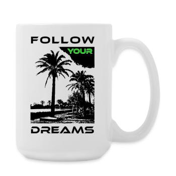 Palm Faces in Black and White Style - Large Mug 440 ml - white - Right