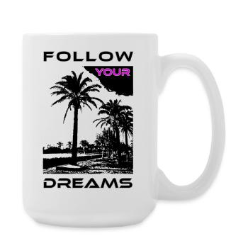 Palmiers Motif et texte violet rose - Grande tasse 440 ml - blanc - Droite