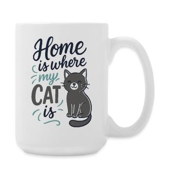Home is where my cat is – Cat Slogan Motif - Large Mug 440 ml - white - Right