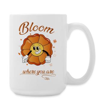 Blühen Sie, wo Sie sind Blumen-Cartoon-Design - Große Tasse 440 ml - Weiß - Rechts