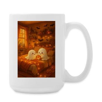 Autumn Ghosts Halloween Cute - Large Mug 440 ml - white - Right