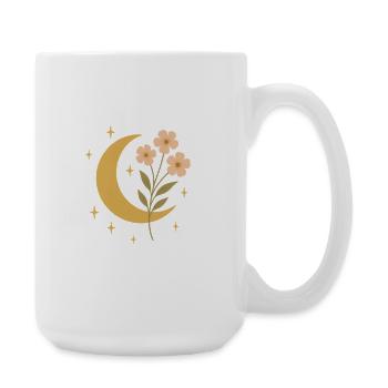 Moon and flowers illustration design - Large Mug 440 ml - white - Right