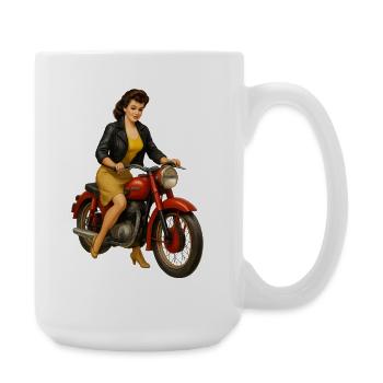 Pin-Up Moto Vintage Design Femme - Grande tasse 440 ml - blanc - Droite