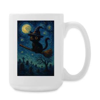 Starry Night Halloween Mieze - Große Tasse 440 ml - Weiß - Rechts