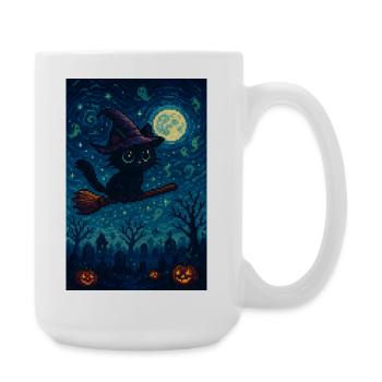 Gaming Halloween Katze als Hexe - Große Tasse 440 ml - Weiß - Rechts