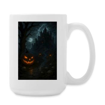 Halloween Kürbis Gruselig - Große Tasse 440 ml - Weiß - Rechts