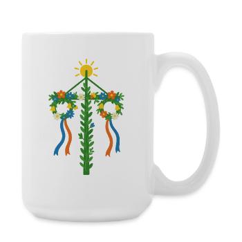 Swedish Midsummer Tree with Flowers and Ribbons - Large Mug 440 ml - white - Right