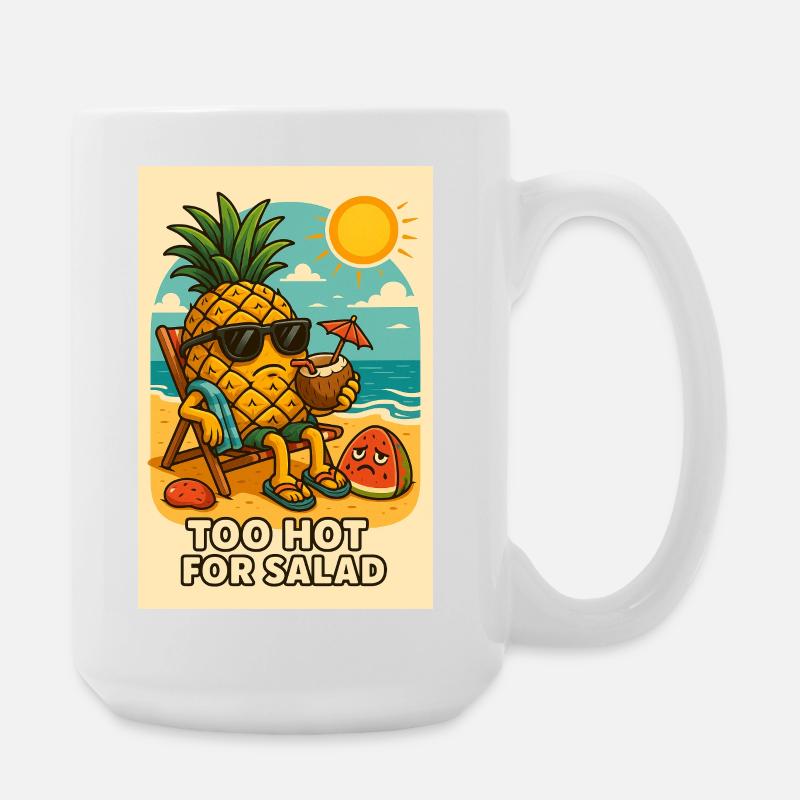 Ananas mit Sonnenbrille am Strand - Große Tasse 440 ml - Weiß