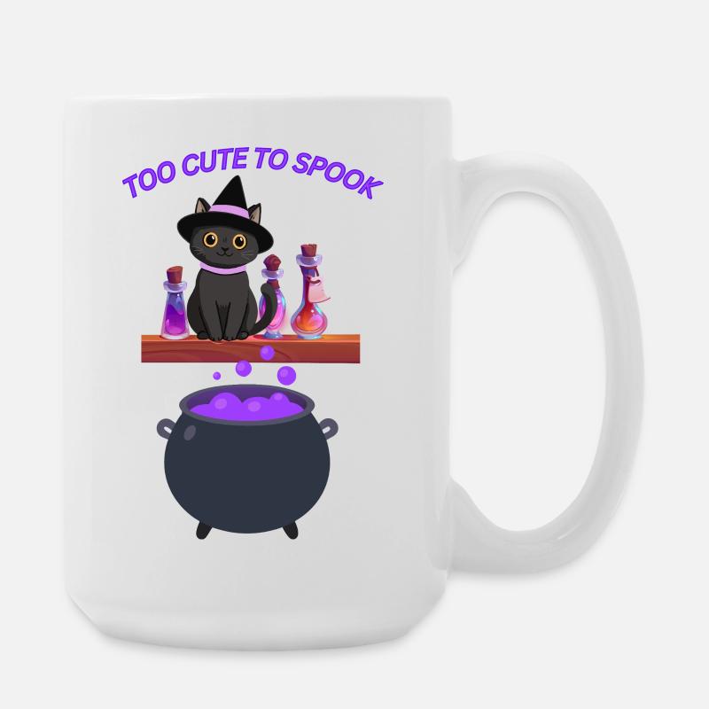 Chat sorcière mignon avec potion magique - Grande tasse 440 ml - blanc