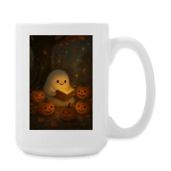 Fantôme d’Halloween en automne - Grande tasse 440 ml - blanc - Droite