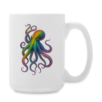 Colorful Rainbow Octopus Design - Large Mug 440 ml - white - Right