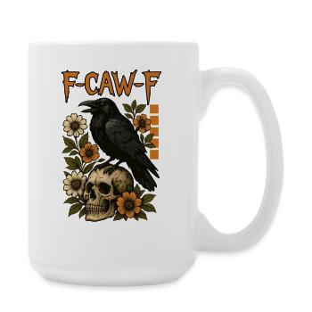 F Caw F Corbeau Corbeau Fleur Halloween - Grande tasse 440 ml - blanc - Droite