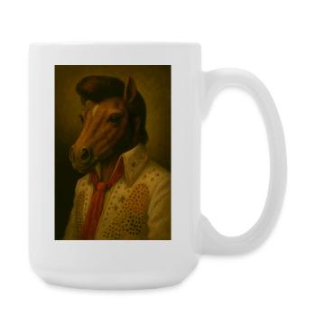 Tête de cheval en costume à paillettes - Grande tasse 440 ml - blanc - Droite