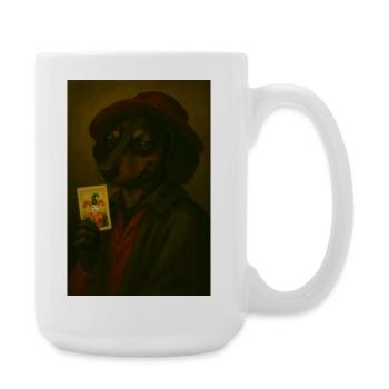 Dog with joker card - Large Mug 440 ml - white - Right
