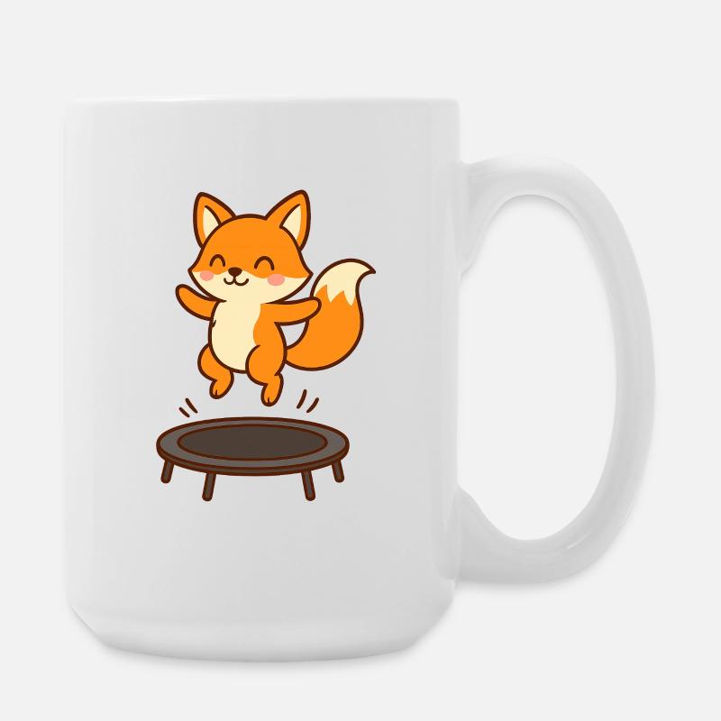 Niedlicher Fuchs auf Trampolin - Große Tasse 440 ml - Weiß