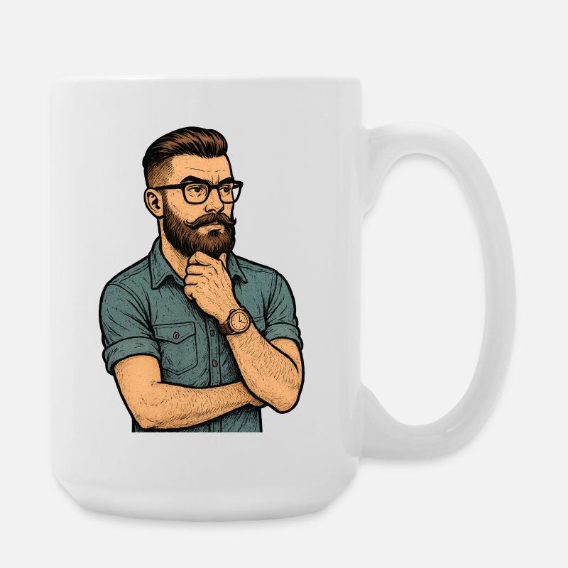 Porträt eines nachdenklichen Mannes mit Bart und Brille - Große Tasse 440 ml - Weiß