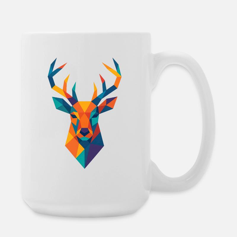 Tête de cerf | Impression de cerf / Impression / Design - Grande tasse 440 ml - blanc