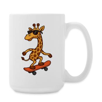 Girafe de skateboard élégante avec des lunettes de soleil - Grande tasse 440 ml - blanc - Droite