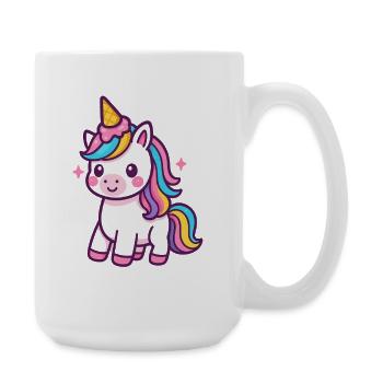 Licorne colorée avec crinière arc-en-ciel - Grande tasse 440 ml - blanc - Droite